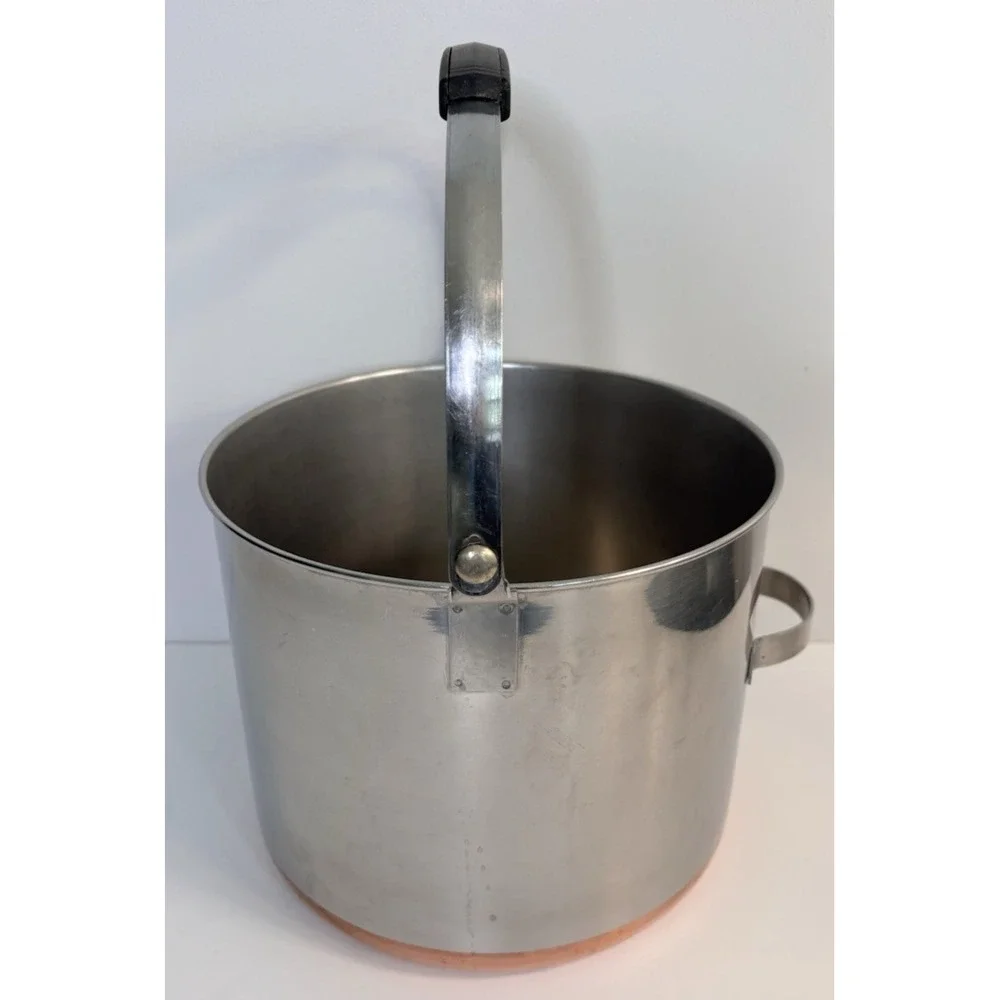 REVERE WARE 8 Qt Stock Pot Bail Handle No Lid Copper Bottom Pre-1968 USA Vtg